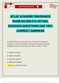 AFLAC ACADEMY INSURANCE EXAM ACL006-010 ACTUAL 2025&sol;2026 QUESTIONS AND 100&percnt; CORRECT ANSWERS