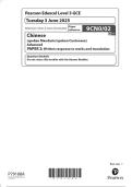 &period;  2025 Pearson Edexcel Level 3 GCE 9CN0&sol;02 Chinese &lpar;spoken  Mandarin&sol;spoken Cantonese&rpar; Advanced PAPER 2&colon; Written response to  works and translation 