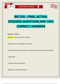 BIO 253 &ndash; FINAL ACTUAL 2025&sol;2026 QUESTIONS AND 100&percnt; CORRECT ANSWERS