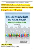 TEST BANK Public&sol;Community Health and Nursing  Practice&colon;Caring for Populations 2nd Edition by Christine  L&period; Savage&comma; Chapters 1 - 22&comma; Complete 