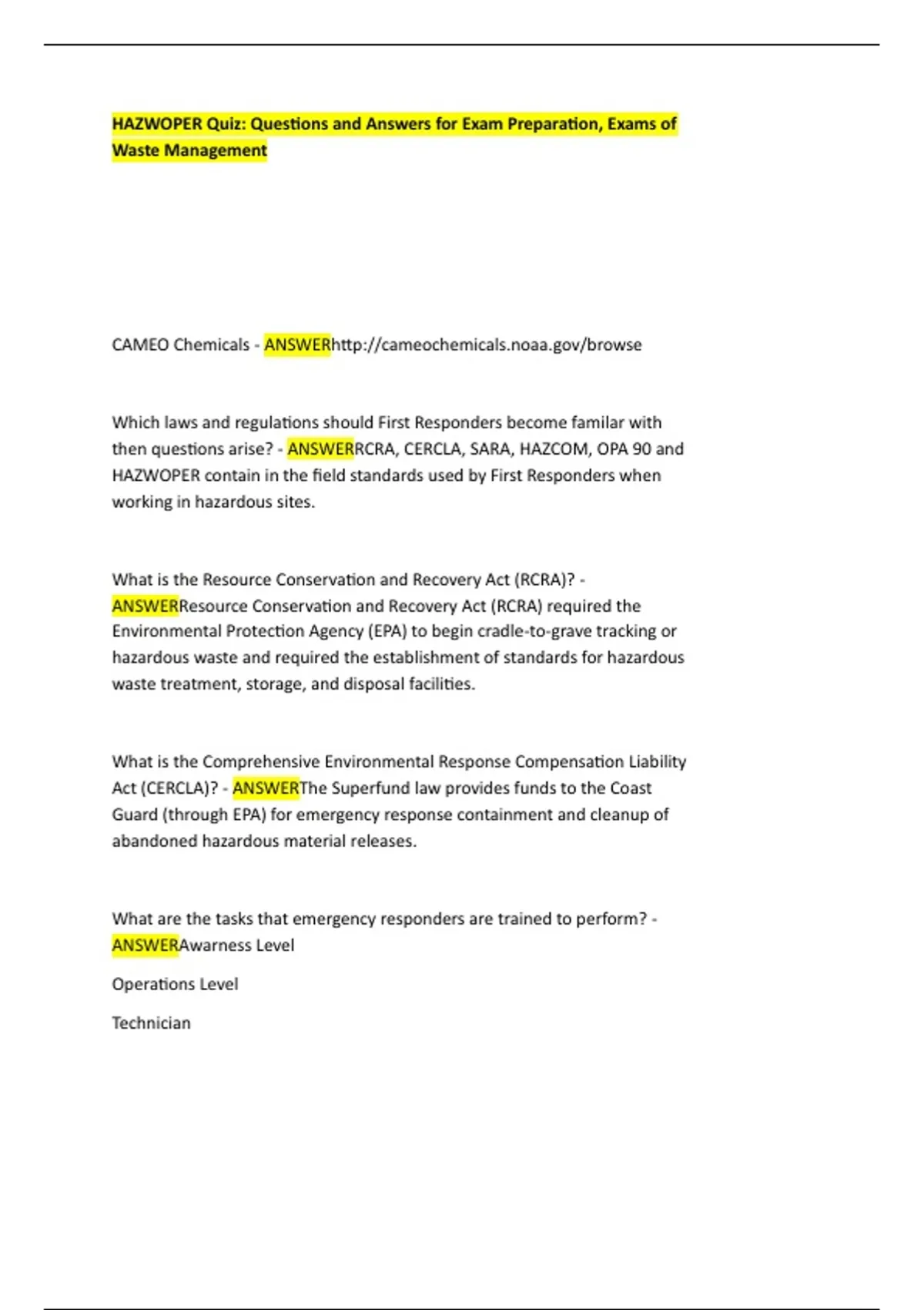 HIT 110 FINAL EXAM REVIEW STUDY QUESTIONS AND ANSWERS, Exams of ...