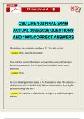 CSU LIFE 102 FINAL EXAM ACTUAL 2025&sol;2026 QUESTIONS AND 100&percnt; CORRECT ANSWERS