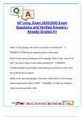 AP Lang Exam &lpar;2025&sol;2026&rpar; &ndash; 70&plus; Questions with Verified Answers &ndash; Rhetorical Analysis&comma; Revision Skills&comma; Passage Interpretation &ndash; Advanced Placement