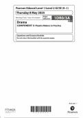 2025 Pearson Edexcel GCSE Drama COMPONENT 3 &lpar;1DR0&sol;3A&colon; Theatre Makers in Practice&rpar;