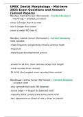 UMKC Dental Morphology - Mid-term 2025 Exam Questions and Answers &lpar;Solved Papers&rpar;&period;