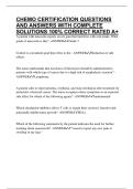 CHEMO CERTIFICATION QUESTIONS AND ANSWERS WITH COMPLETE SOLUTIONS 100&percnt; CORRECT RATED A&plus;