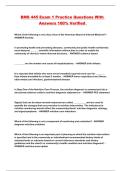 BMS 445 Exam 1 Practice Questions With Answers 100&percnt; Verified 