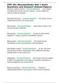 OTD 341 Neuroanatomy Test 1 Exam Questions and Answers &lpar;Solved Papers