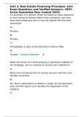 Unit 3 Real Estate Financing Principles- Unit Exam Questions and Verified Answers&comma; 100- Score Guarante