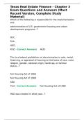 Texas Real Estate Finance - Chapter 3 Exam Questions and Answers &lpar;Most Recent Version&comma; Complete Study