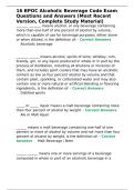 16 BPOC Alcoholic Beverage Code Exam Questions and Answers &lpar;Most Recent Version&comma; Complete Study