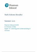 2025 Pearson Edexcel GCSE Chinese Mark Scheme Paper 1 &lpar;1CN0&sol;1F&colon; Foundation tier Listening and understanding in Chinese