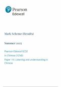 2025 Pearson Edexcel GCSE Chinese Mark Scheme Paper 1 &lpar;1CN0&sol;1H&colon; Listening and understanding in Chinese&rpar;