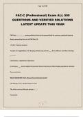 FAC-C &lpar;Professional&rpar; Exam ALL 500 QUESTIONS AND VERIFIED SOLUTIONS LATEST UPDATE THIS YEAR