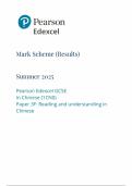 2025 Pearson Edexcel GCSE Chinese Mark Scheme Paper 3 &lpar;1CN0&sol;3F&colon; Reading and understanding in Chinese&rpar;