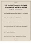 Maine Journeyman Plumbing Exam STUDY GUIDE ALL 300 QUESTIONS AND VERIFIED SOLUTIONS LATEST UPDATE THIS YEAR