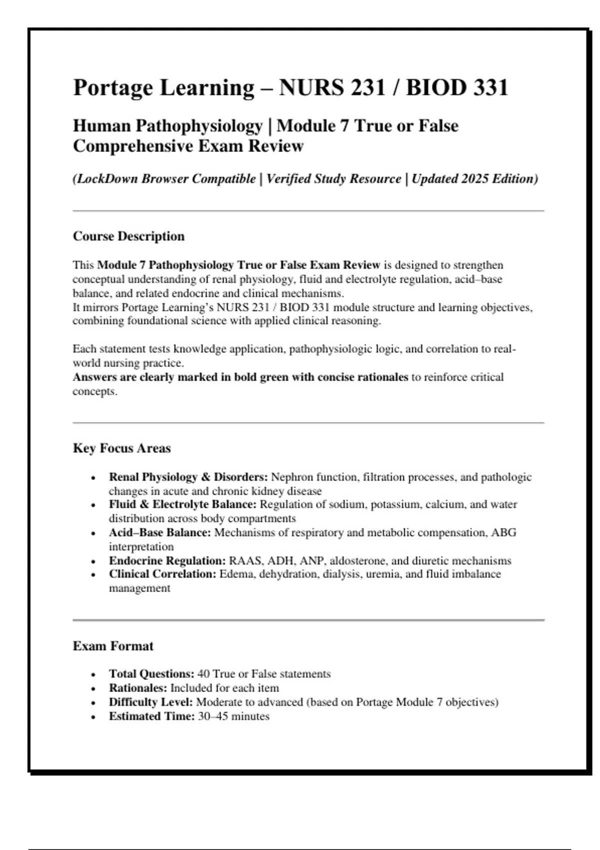 Portage Learning – NURS 231 / BIOD 331 Human Pathophysiology | Module 7 ...