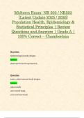 Midterm Exam&colon; NR 503 &sol; NR503 &lpar;Latest Update 2025 &sol; 2026&rpar; Population Health&comma; Epidemiology & Statistical Principles &vert; Review Questions and Answers &vert; Grade A &vert; 100&percnt; Correct &ndash; Chamberlain