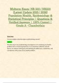 Midterm Exam&colon; NR 503 &sol; NR503 &lpar;Latest Update 2025 &sol; 2026&rpar; Population Health&comma; Epidemiology & Statistical Principles &vert; Questions & Verified Answers &vert; 100&percnt; Correct &vert; Grade A - Chamberlain
