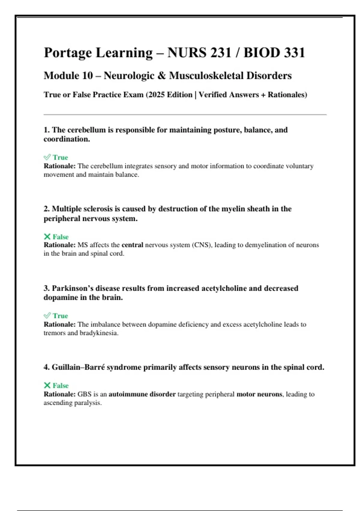 Portage Learning – NURS 231 / BIOD 331 Module 10 – Neurologic ...