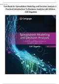 Test Bank for Spreadsheet Modeling and Decision Analysis A   Practical Introduction To Business Analytics 9th Edition   Cliff Ragsdale &vert;&vert;ISBN&colon;9780357132098