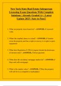 New York State Real Estate Salesperson  Licensing Exam Questions With Complete  Solutions &vert; Already Graded A&plus; &vert; Latest  Update 2025 &vert; Sure to Pass&excl;&excl; 
