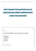 USAV Volleyball Training ACTUAL Exam ALL QUESTIONS AND CORRECT ANSWERS LATEST UPDATE THIS YEAR NEW&excl;&excl;