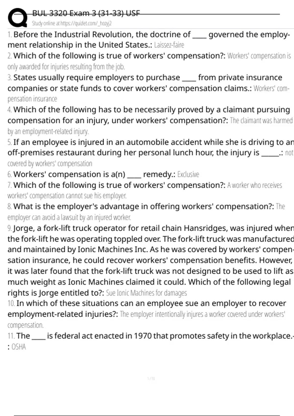 BUL 3320 Exam 3 (31-33) USF Exam Questions and Answers 100% Pass ...