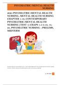 2025 PSYCHIATRIC-MENTAL HEALTH  NURSING&comma; MENTAL HEALTH NURSING  CHAPTER 1-10&comma; CONTEMPORARY  PSYCHIATRIC-MENTAL HEALTH  NURSING &lpar;TEST 1&rpar; CHAPS 1-5 8-10&comma; 13&comma;  23&comma; PSYCHIATRIC NURSING - PRELIMS&comma;  MIDTERM 