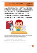 2025 PSYCHIATRIC-MENTAL HEALTH  NURSING&comma; MENTAL HEALTH NURSING  CHAPTER 1-10&comma; CONTEMPORARY  PSYCHIATRIC-MENTAL HEALTH  NURSING &lpar;Rationales&rpar; PSYCHIATRIC  NURSING - PRELIMS&comma; MIDTERM exam 