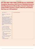 PN 3003 MAT PED FINAL EXAM Newest 2025&sol;2026  Complete Questions And Correct Detailed Answers  &lpar;Verified Answers&rpar; &vert;Brand New Version&excl;&excl; Sprott Shaw  College PN3003 Variations in Health 3 Maternity and Pediatrics  final exam out of 180 questions&quest;