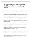 Procore Project Manager Financials Final Exam well answered already passed