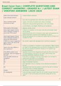 Breast Cancer Exam &vert; COMPLETE QUESTIONS AND  CORRECT ANSWERS &vert; GRADED A&plus; &vert; LATEST EXAM  &vert; VERIFIED ANSWERS 2025-2026