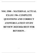 NSG 3500 &ndash; MATERNAL ACTUAL EXAM 1 90&plus; COMPLETE QUESTIONS AND CORRECT ANSWERS LATEST STUDY REVIEW 2025&sol;2026 BEST FOR REVISION &period;