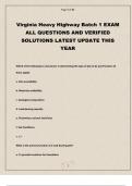 Virginia Heavy Highway Batch 1 EXAM ALL QUESTIONS AND VERIFIED SOLUTIONS LATEST UPDATE THIS YEAR