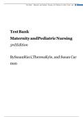 Test Bank For Maternity and Pediatric Nursing 3rd Edition By Ricci Kyle Carman with Question and Answers, From Chapter 1-51 and rationale. ISBN NO-10,9781451194005||ISBN NO-13,978-1451194005,Complete Guide A+