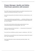 Project Manager&semi; Quality and Safety&period; Final Exam questions with answers