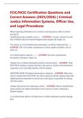 FCIC&sol;NCIC Certification Questions and  Correct Answers &lpar;2025&sol;2026&rpar; &vert; Criminal  Justice Information Systems&comma; Officer Use&comma;  and Legal Procedures