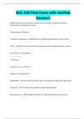 BUS 100 Final Exam with Verified Answers