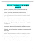 BUS 100 Final Exam with Verified Answers