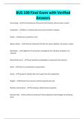 BUS 100 Final Exam with Verified Answers