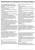NCLEX Stroke Test Questions and Answers Rated A
