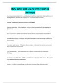 BUS 100 Final Exam with Verified Answers