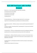 BUS 100 Final Exam with Verified Answers