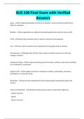 BUS 100 Final Exam with Verified Answers