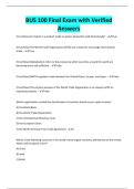 BUS 100 Final Exam with Verified Answers