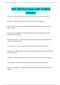 BUS 100 Final Exam with Verified Answers