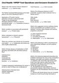 Oral Health &sol; HPDP Test Questions and Answers Graded A&plus;