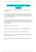 BUS 100 Final Exam with Verified Answers