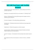 BUS 100 Final Exam with Verified Answers